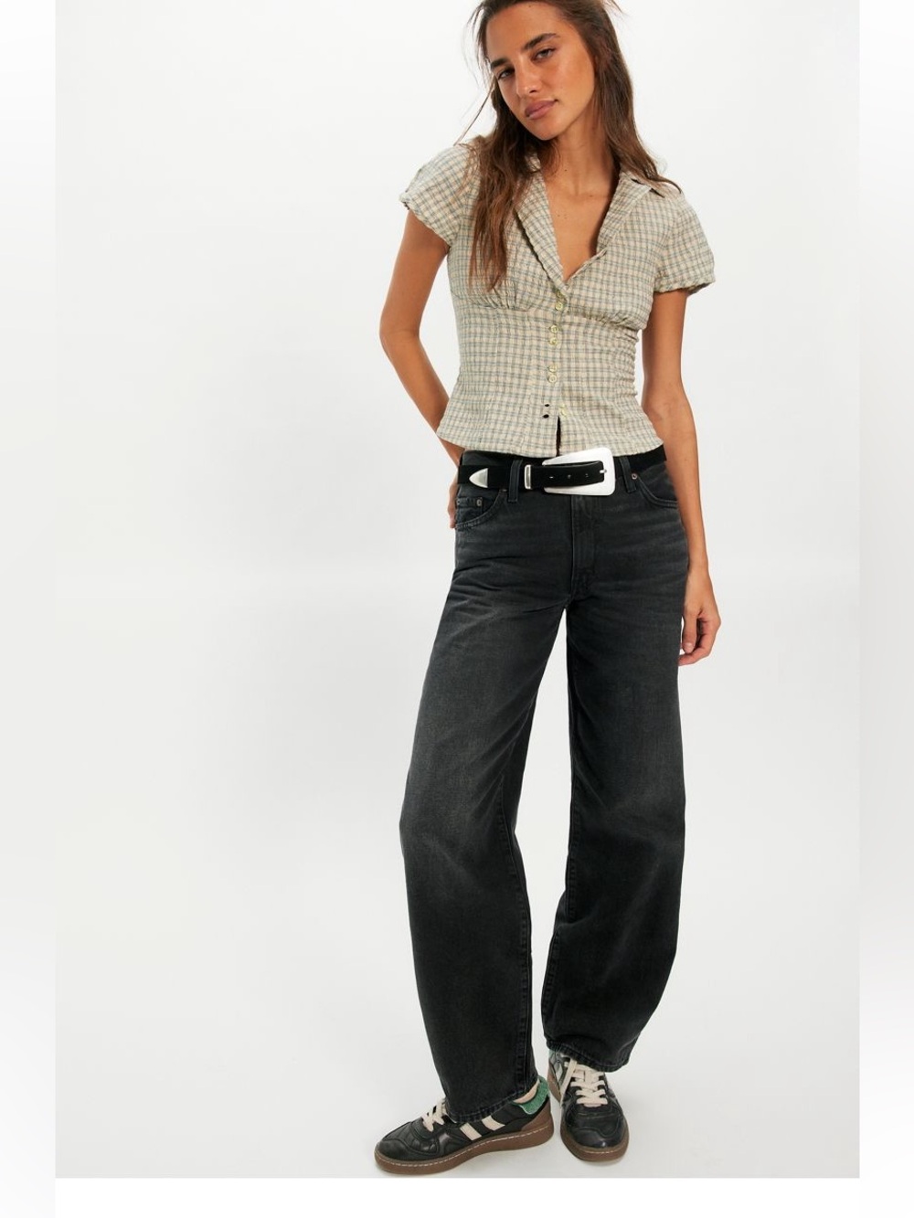 Levi’s Baggy Dad Mid rise Black Wide-Leg Women’s Jeans Trendy Retro free people